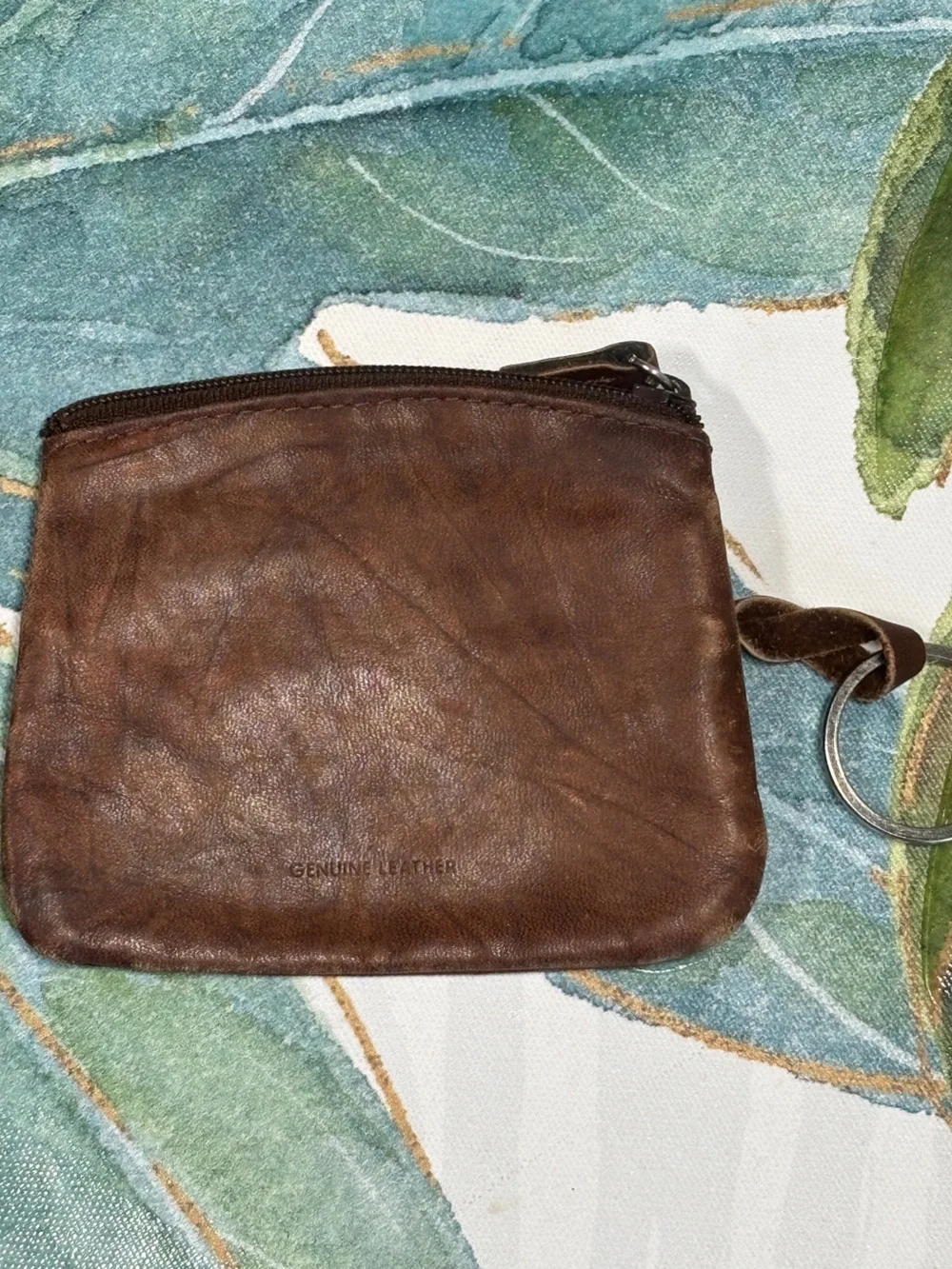 Brown Leather Key Pouch with Keyring